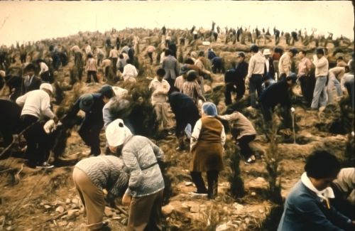 Participants in a Tree-planting Event (Saemaul Illustration Books, 1975) 