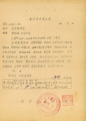 잔디씨 수집사업 1973.7.18 용인군 산림조합장