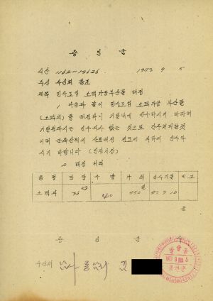 민수도입 소맥가공부산물 배정 1973.9.5 용인군수