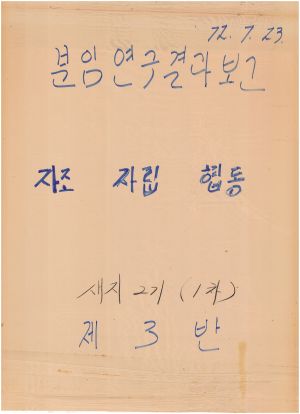 [차트] 분임연구결과보고 새마을지도자 제2기(1차) 제3반 1972.7.23