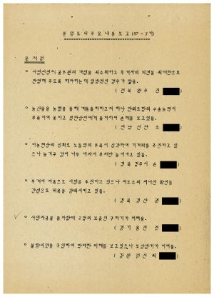 분임토의주요내용보고 농어민후계자 제87-3기 통산 제396기 1987.11.23-11.25