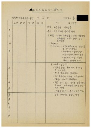 1986년 분임토의주요내용보고 대학생특별수련 제2기 제5분임반