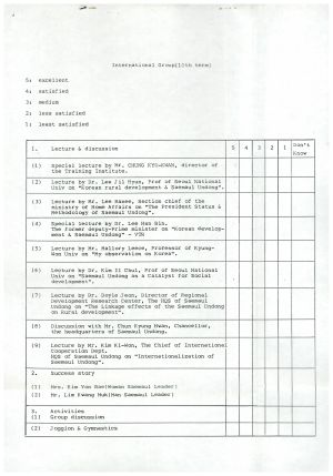 외국인교육자료(교육기간1985.5.20-25) International Group(10th