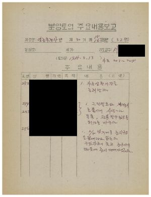 분임토의주요내용보고 영농후계자반 제30기 제15,16분임반 1985.3.13