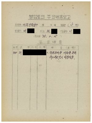 분임토의주요내용보고 대학장학생반 1985.2.25