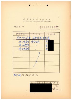 1989년도 분임토의 평가집계표 부녀지도자과정 제220기 1989.8.25