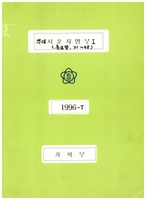 1996-1997년 역대 서훈자명부(Ⅰ) (훈포장1971-1995) 표지 기획부