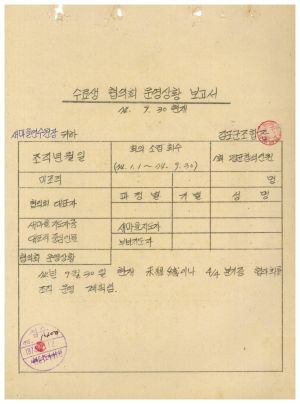 1979년 수료생협의회 운영상황보고서(김포) 