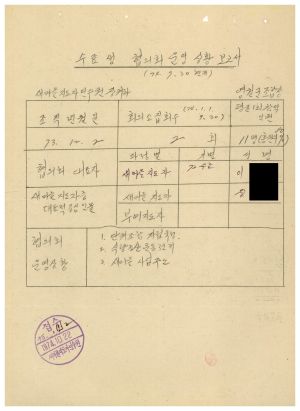 1979년 수료생협의회 운영상황보고서(영월) 