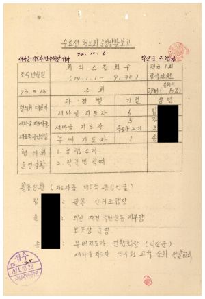 1979년 수료생협의회 운영상황보고서(익산) 