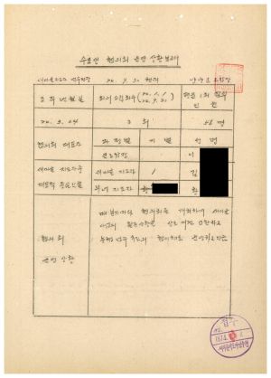 1979년 수료생협의회 운영상황보고서(양양) 