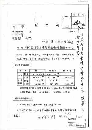새마을가꾸기사업 추진상황보고(2차) 1970.9.21 대통령비서실