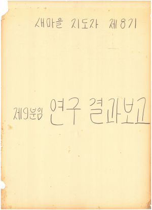 [차트] 분임연구결과보고 새마을지도자반 제8기 제9분임반