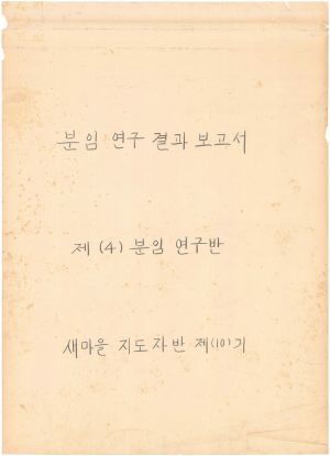 [차트] 분임연구결과보고서 새마을지도자반 제10기 제4분임반