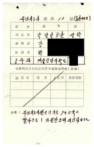 분임토의결과보고서 새마을부녀지도자 제11기 통산 제44기 1974.9.16-9.21 새마을