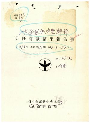 분임토의결과보고 대기업체중견간부 제53기 통산 제353기 1986.11.3-11.8 새마을