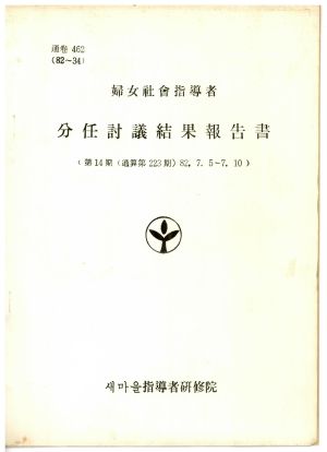 분임토의결과보고서 부녀사회지도자 제14기 통산 제223기 1982.7.5-7.10 새마을지