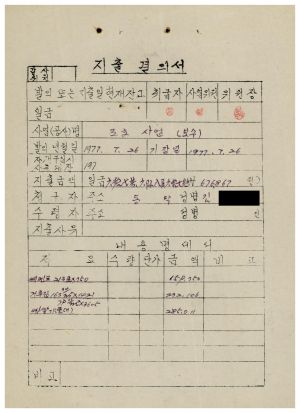 도로보수사업- 지출결의서 1977.7.26 동막새마을회