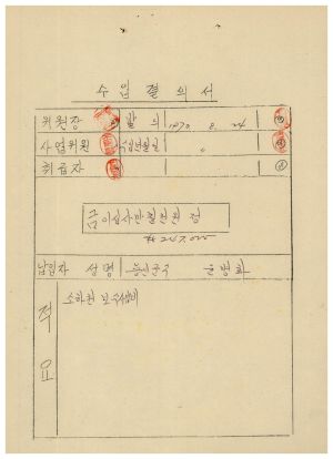 하천보수- 수입결의서 1973.8.24 동막새마을회