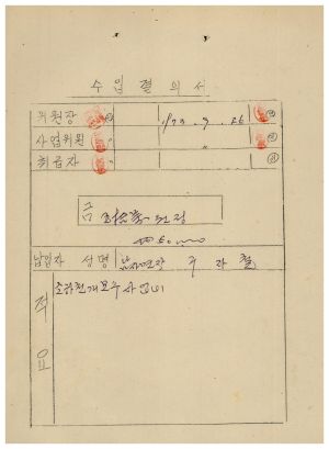 소하천정리사업 내무부장관격려금- 수입결의서 1973.9.26 동막새마을회