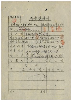 동막마을 대통령하사금 우수마을특별지원- 지출결의서(논두렁바로잡기사업) 1973.11.29