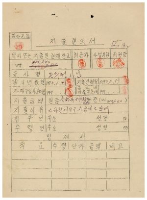 동막마을 대통령하사금 우수마을특별지원- 지출결의서(논두렁사업) 1973.5.4