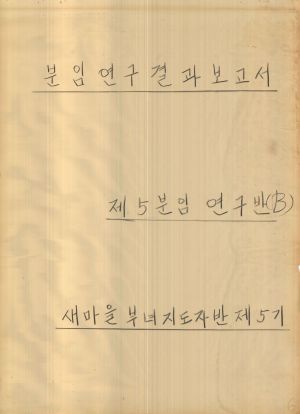 [차트] 분임연구결과보고서 새마을부녀지도자반 제5기 제5B분임반 