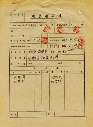 1978년 공사비출납부 지출결의서